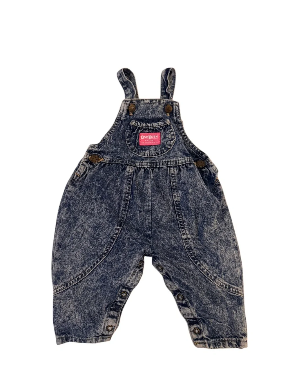 Vintage OshKosh B'gosh Acid-Wash Denim Overalls - Blue